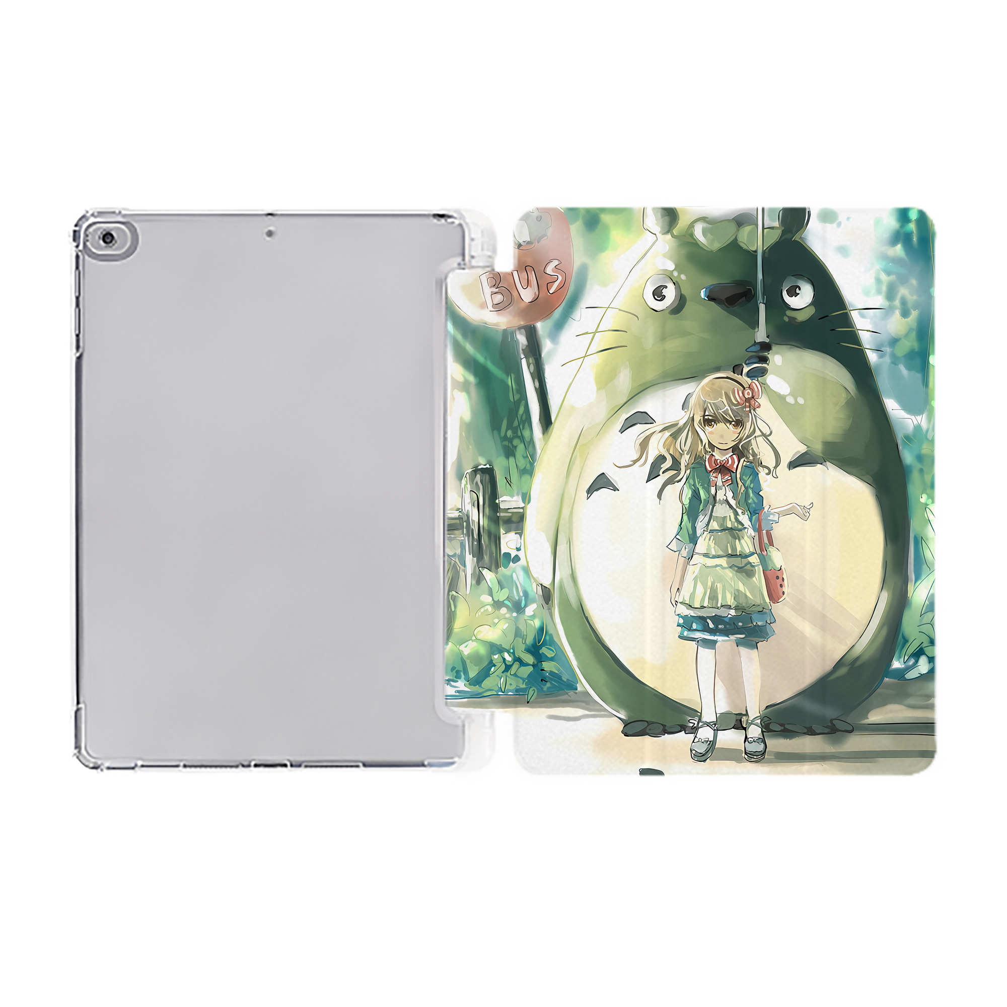 （画像用） となりのトトロ 草壁メイ 草壁サツキ My Neighbor Totoro Satsuki Kusakabe Mei Kusakabe IPad ケース ペン収納付き 三つ折りスタンド PUレザー×シリコン 対応機種9.5/10.5/10.9インチ